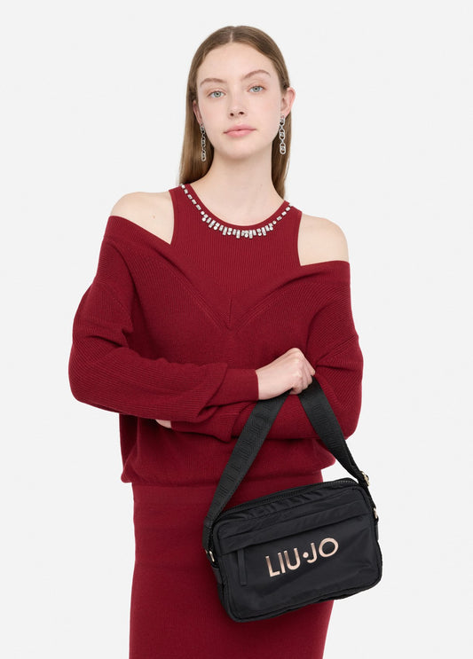 LIU JO Borsa a tracolla in nylon con logo metallico TF5083