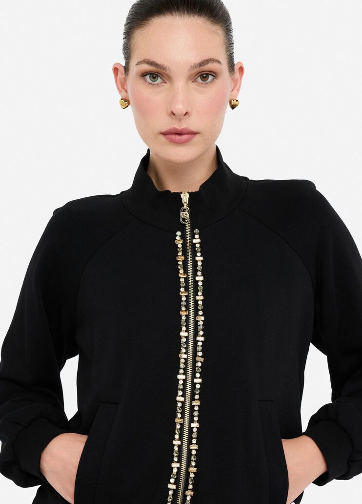 LIU JO Felpa con zip frontale bordata da castoni