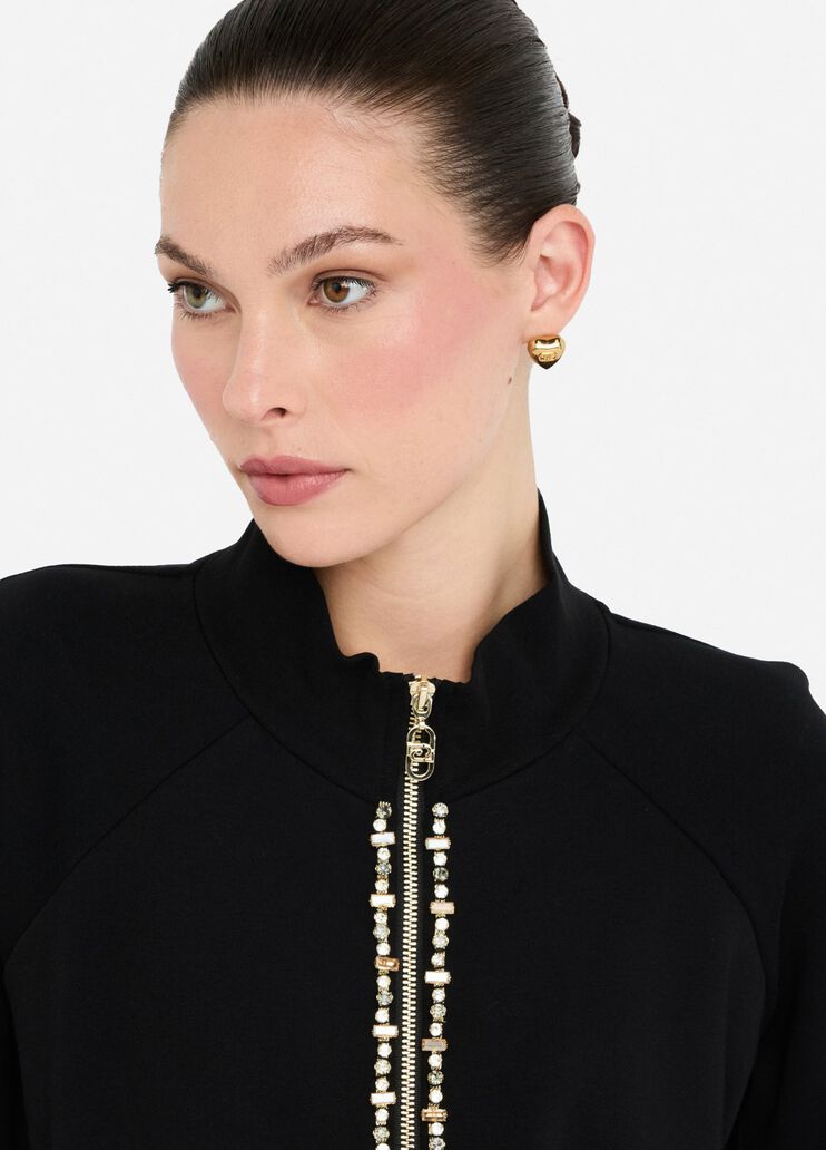 LIU JO Felpa con zip frontale bordata da castoni