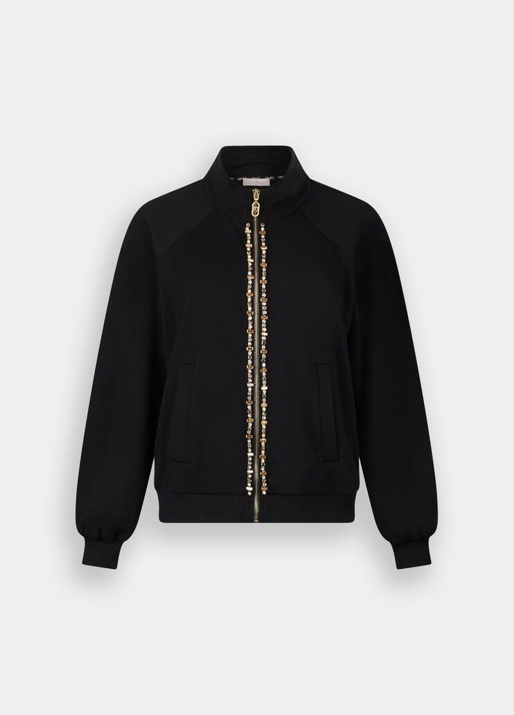 LIU JO Felpa con zip frontale bordata da castoni