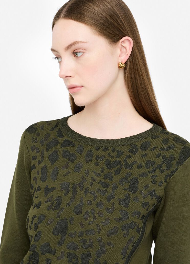 LIU JO Maglia girocollo intarsi animalier Verde