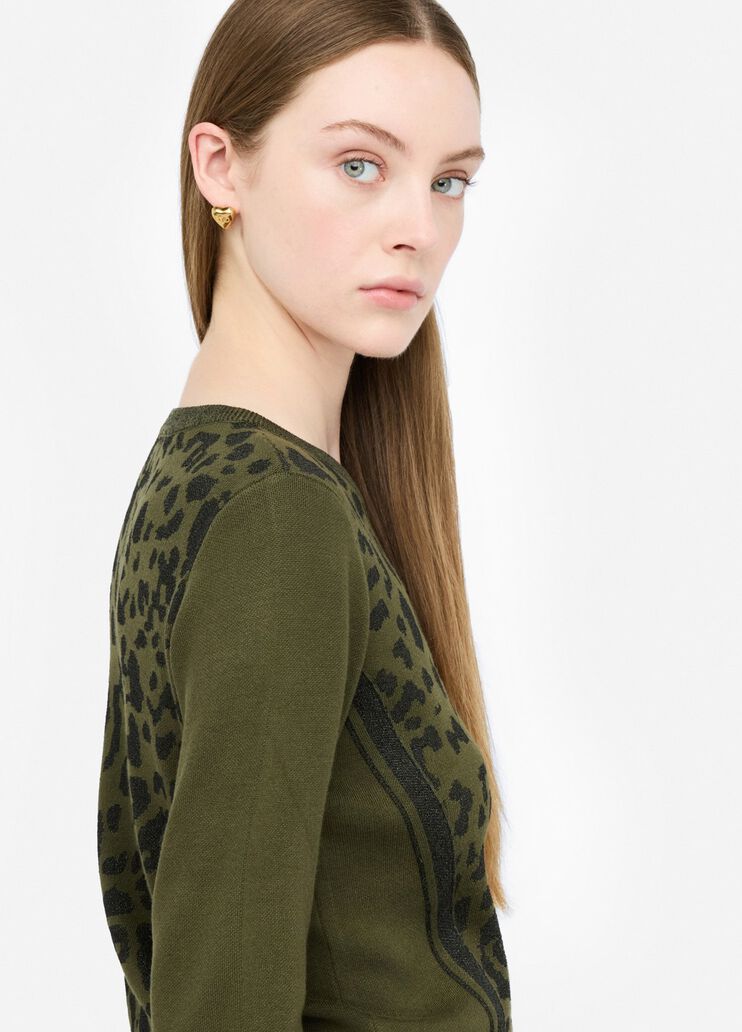 LIU JO Maglia girocollo intarsi animalier Verde