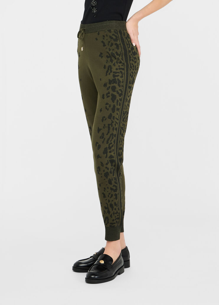 LIU JO Pantaloni in maglia con bande laterali animalier