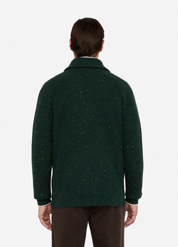 LIU JO Cardigan a trecce con bottoni verde bottiglia collo sciallato