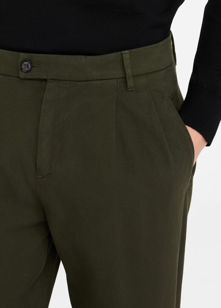 LIU JO Pantaloni con pinces in tessuto diagonale verde muschio