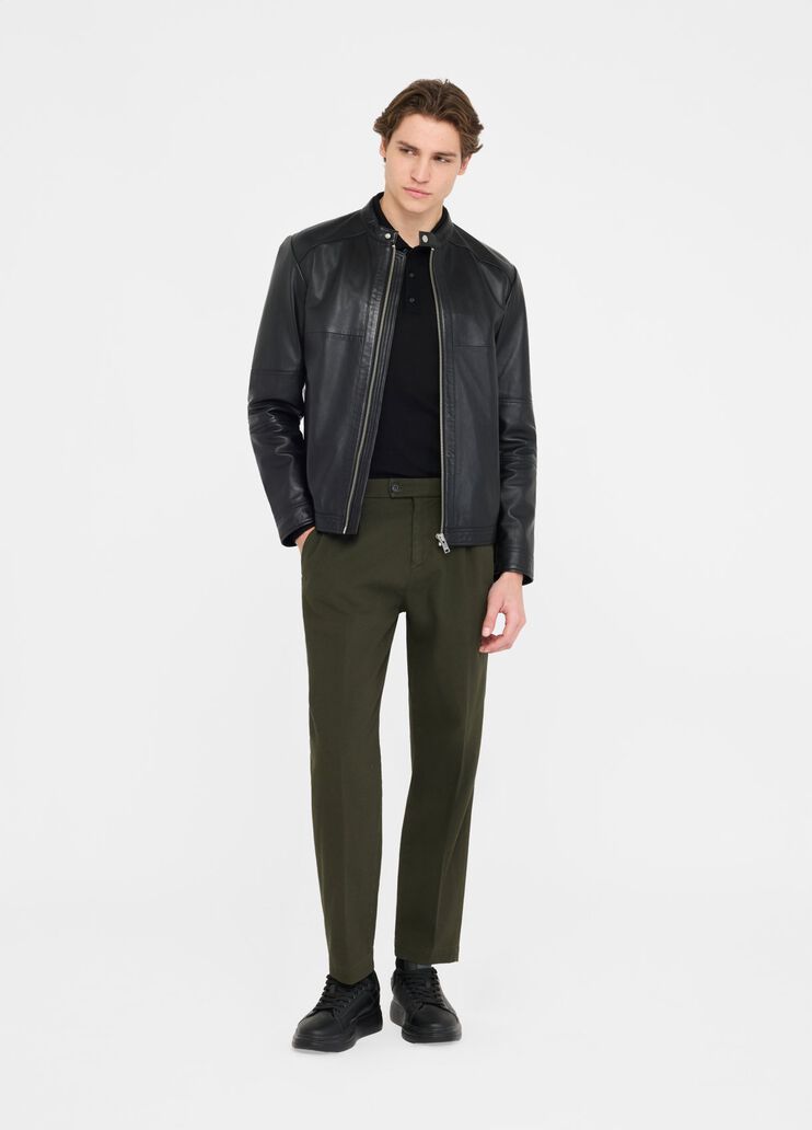 LIU JO Pantaloni con pinces in tessuto diagonale verde muschio