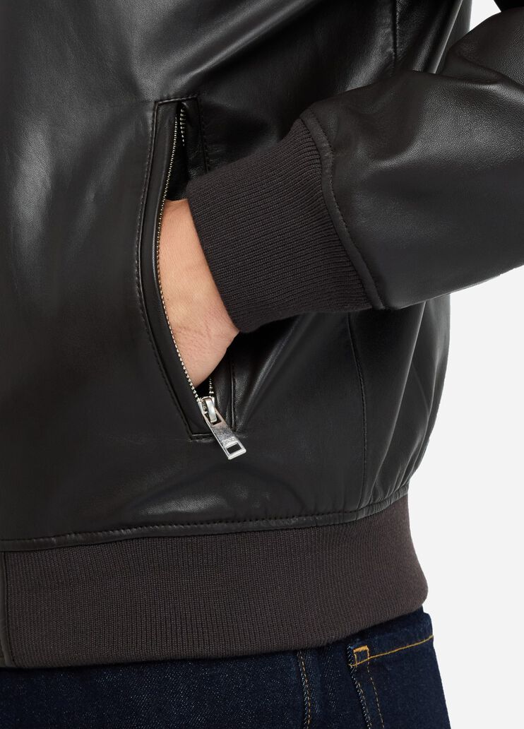 LIU JO Giubbotto in pelle color cioccolato modello bomber