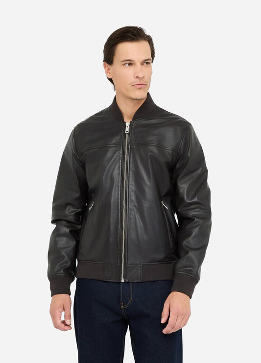 LIU JO Giubbotto in pelle color cioccolato modello bomber