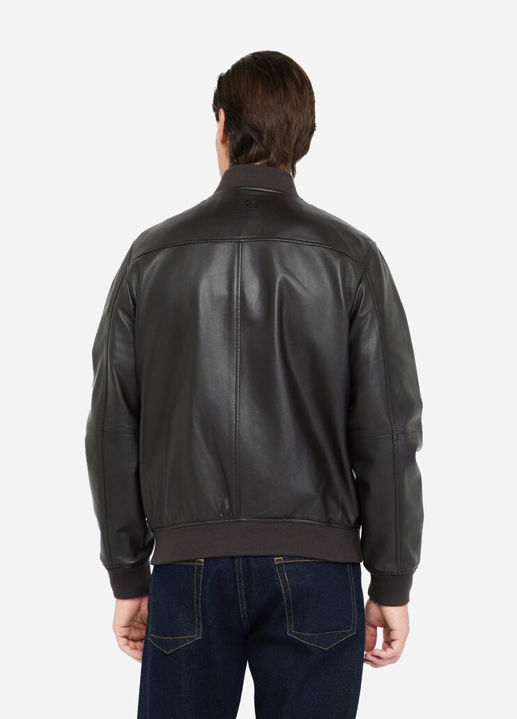 LIU JO Giubbotto in pelle color cioccolato modello bomber