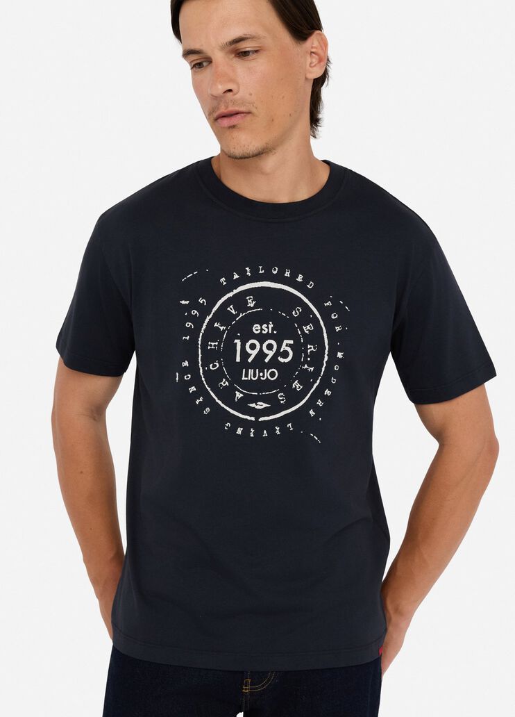 LIU JO T-Shirt girocollo maniche corte con logo bollo frontale