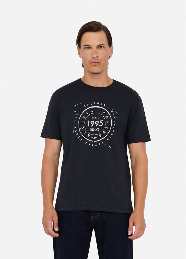 LIU JO T-Shirt girocollo maniche corte con logo bollo frontale