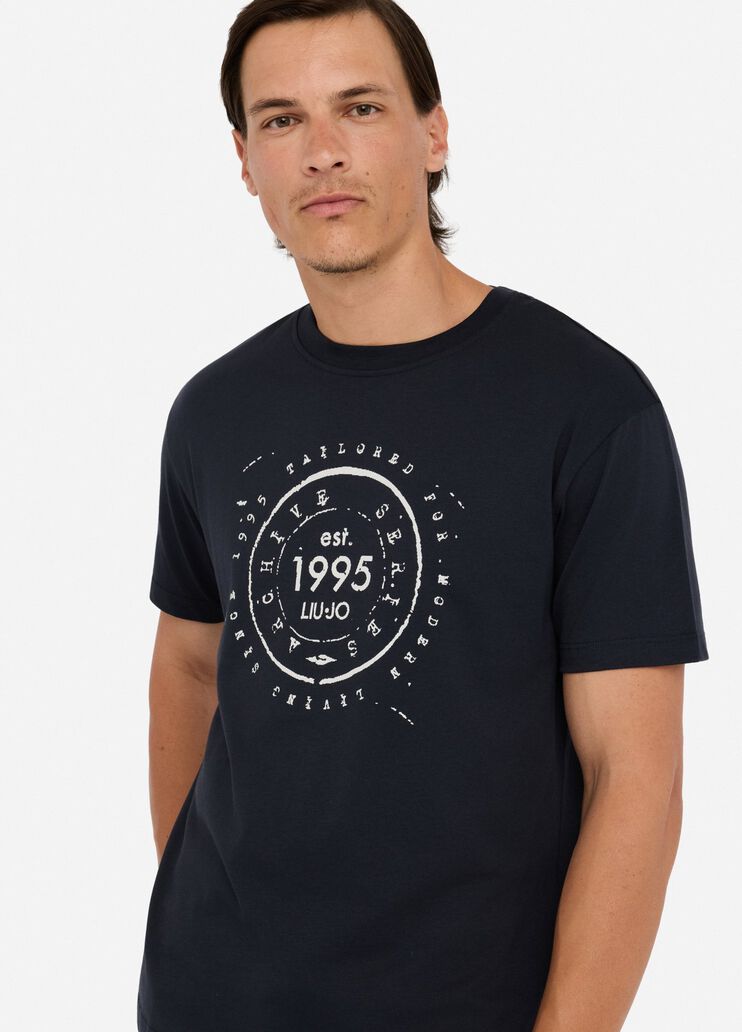 LIU JO T-Shirt girocollo maniche corte con logo bollo frontale