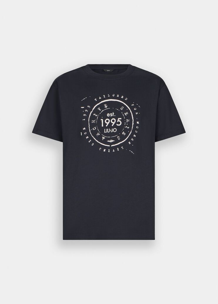 LIU JO T-Shirt girocollo maniche corte con logo bollo frontale