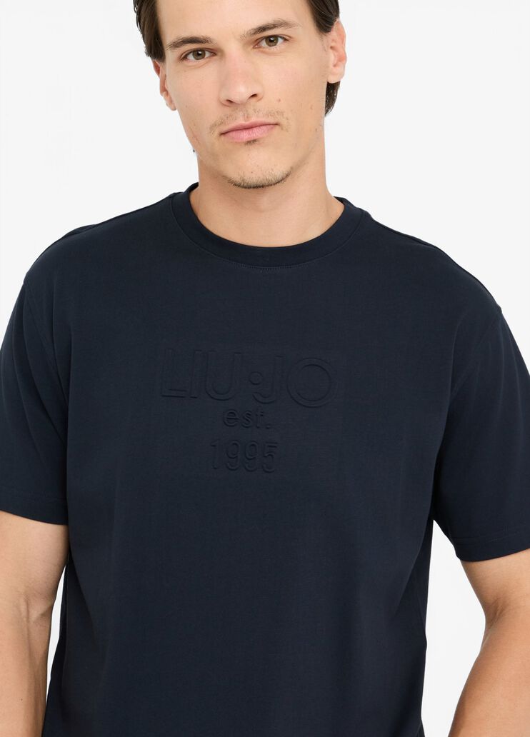 LIU JO T-Shirt girocollo maniche corte con logo impresso in rilievo