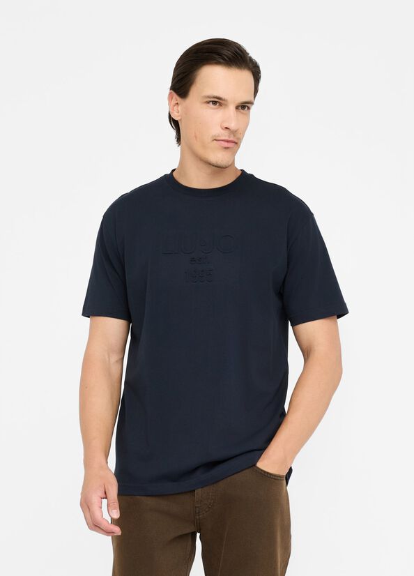 LIU JO T-Shirt girocollo maniche corte con logo impresso in rilievo