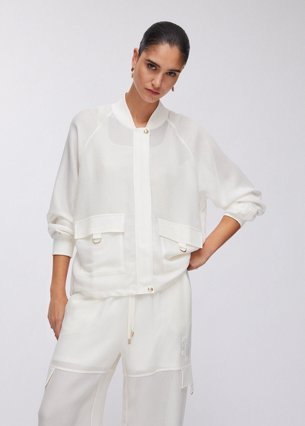 LIU JO Bomber in mesh effetto rete con chiusura bottoni