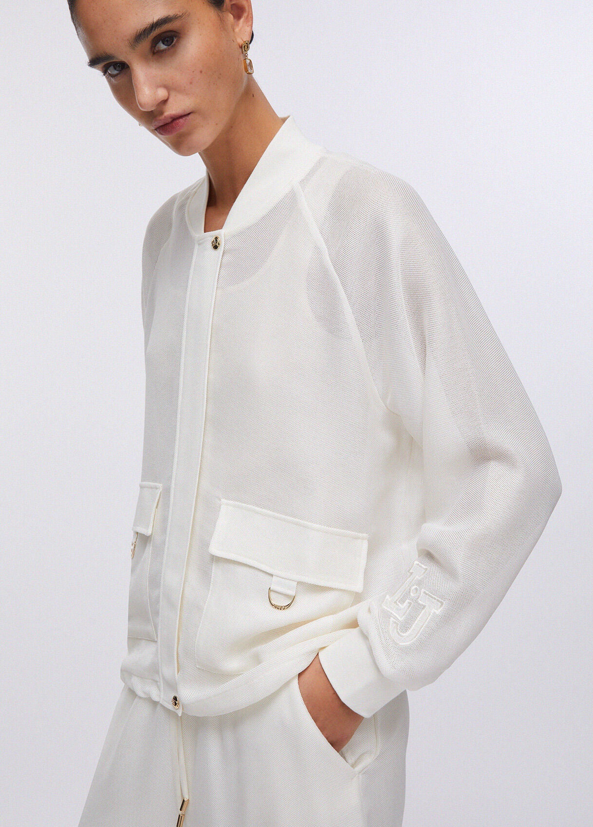 LIU JO Bomber in mesh effetto rete con chiusura bottoni