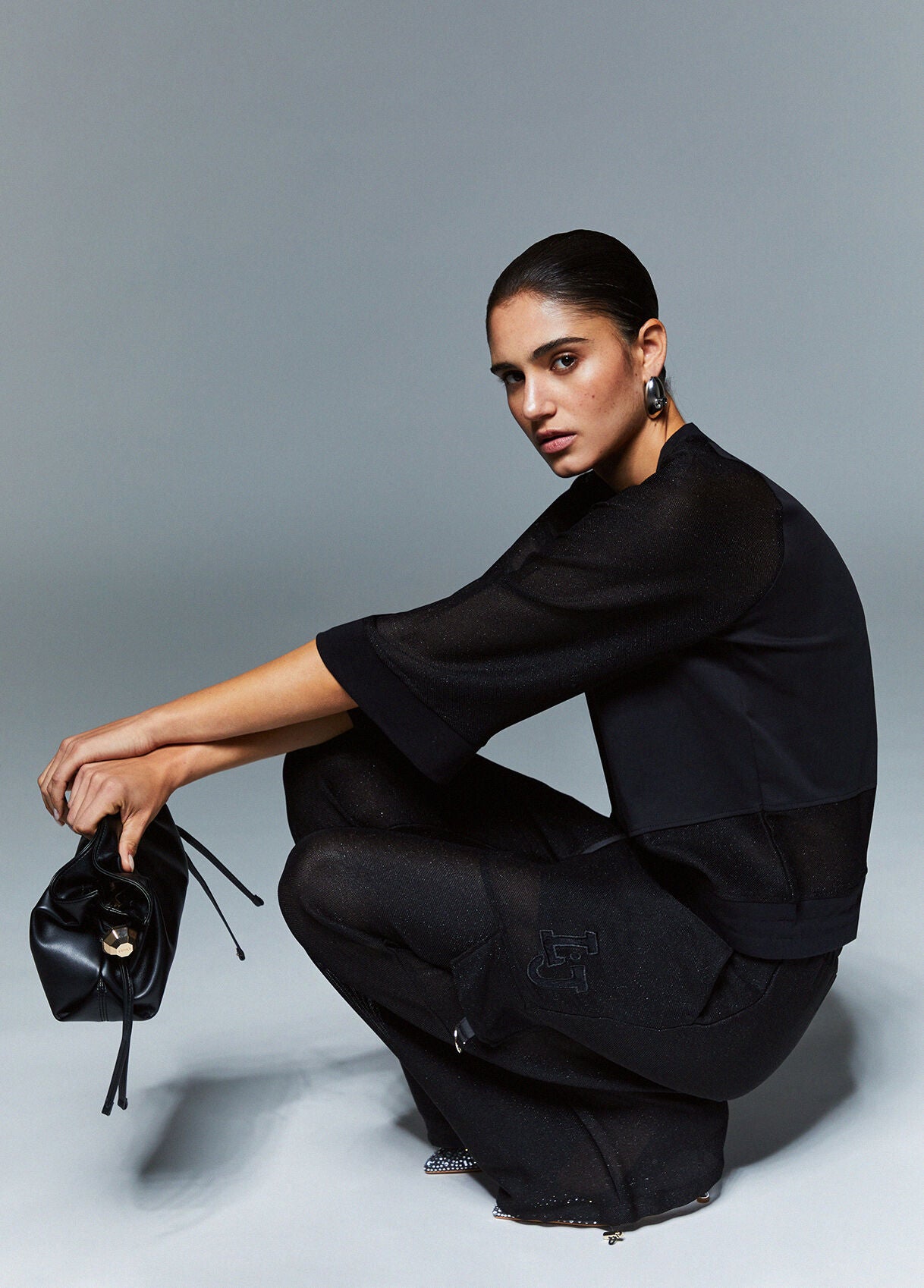 LIU JO Pantaloni cargo in felpa con inserti in mesh effetto rete