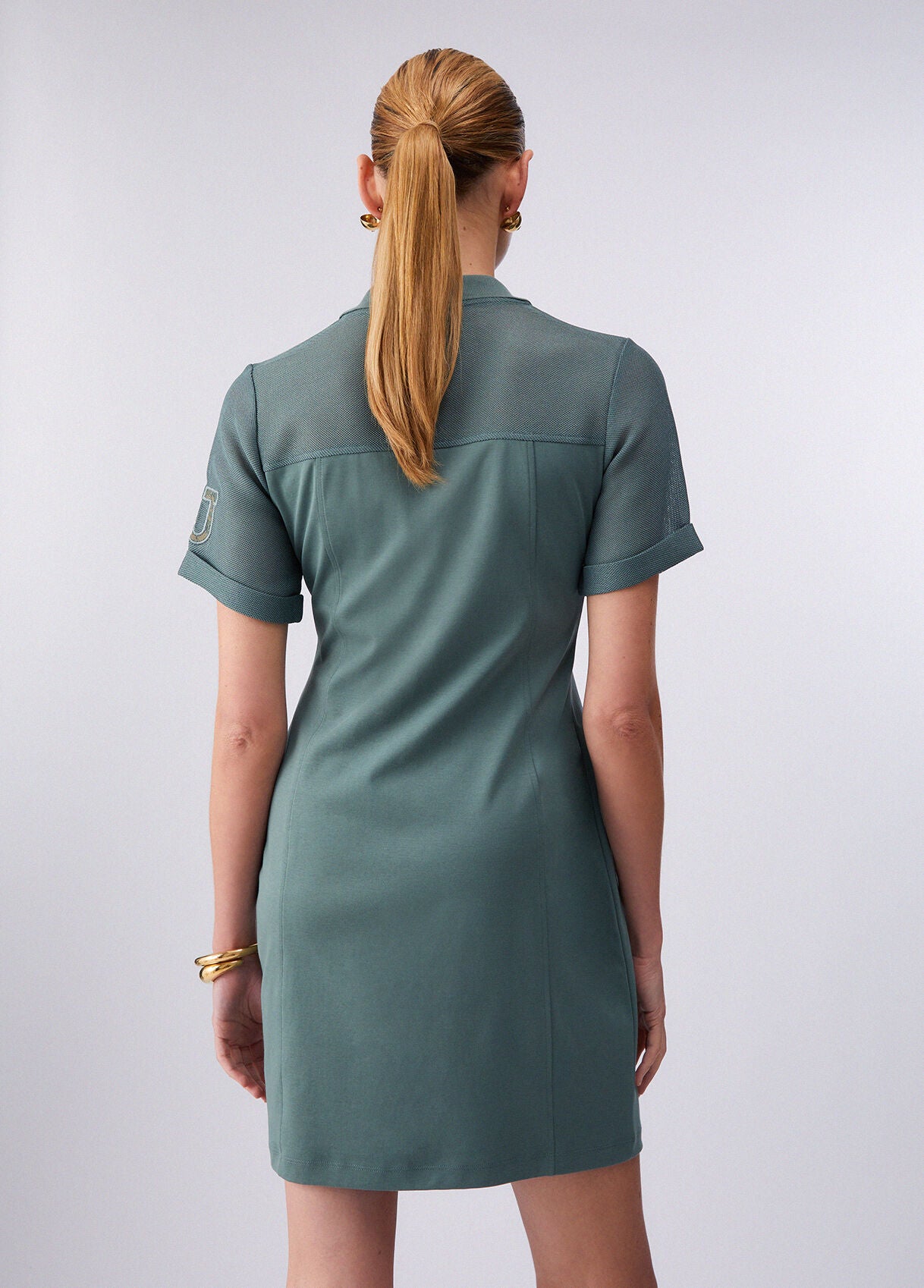 LIU JO Abito corto con inserti in mesh effetto rete verde