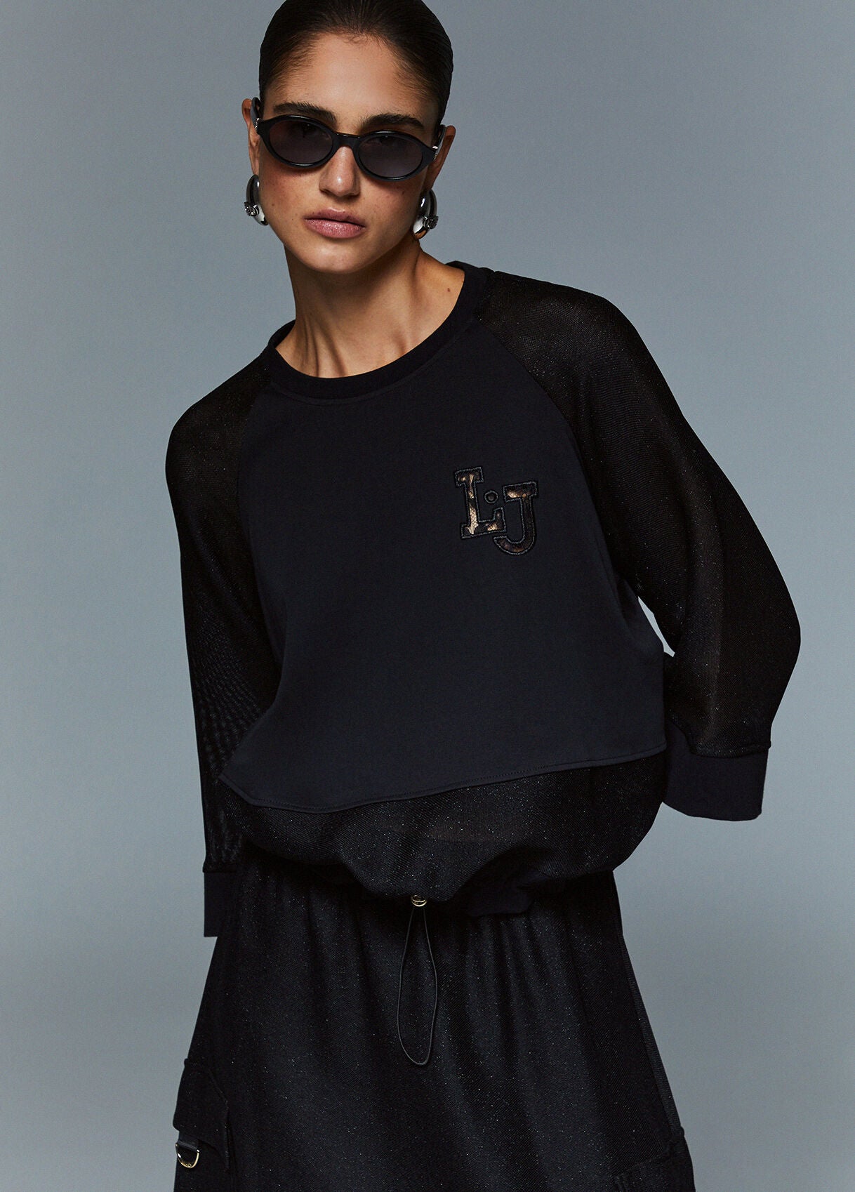 LIU JO Felpa con inserti in mesh effetto rete