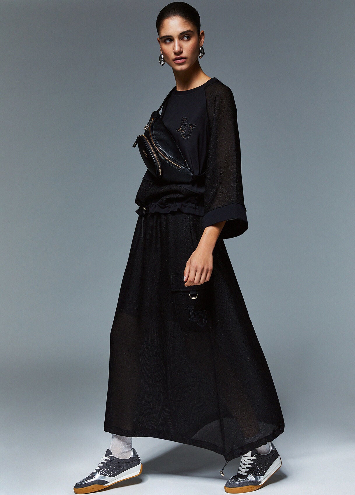 LIU JO Felpa con inserti in mesh effetto rete