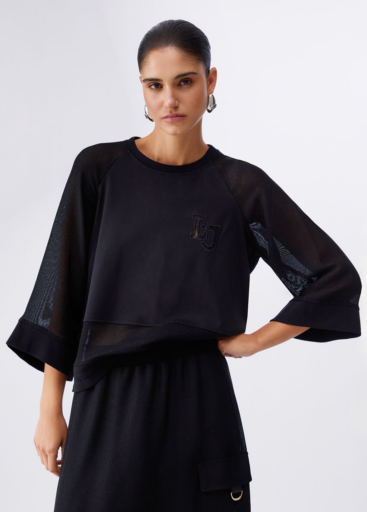 LIU JO Felpa con inserti in mesh effetto rete