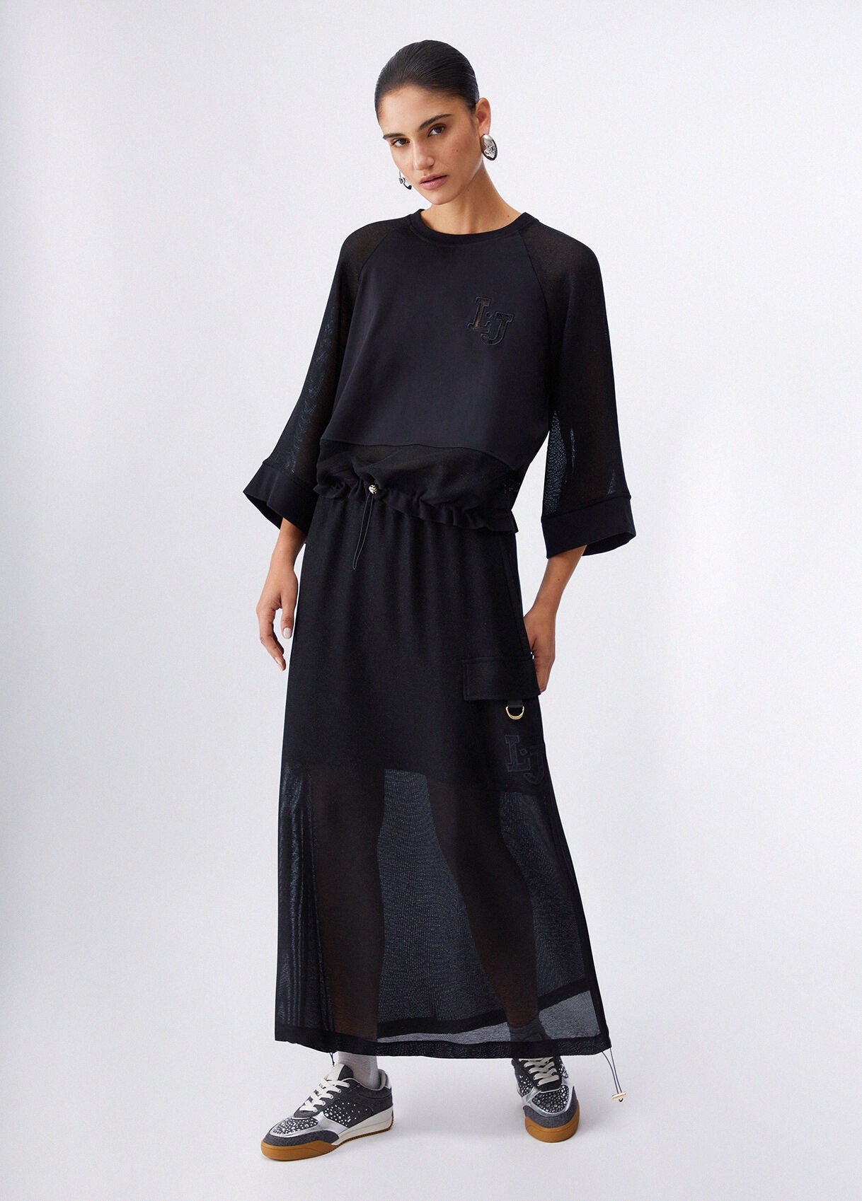 LIU JO Felpa con inserti in mesh effetto rete