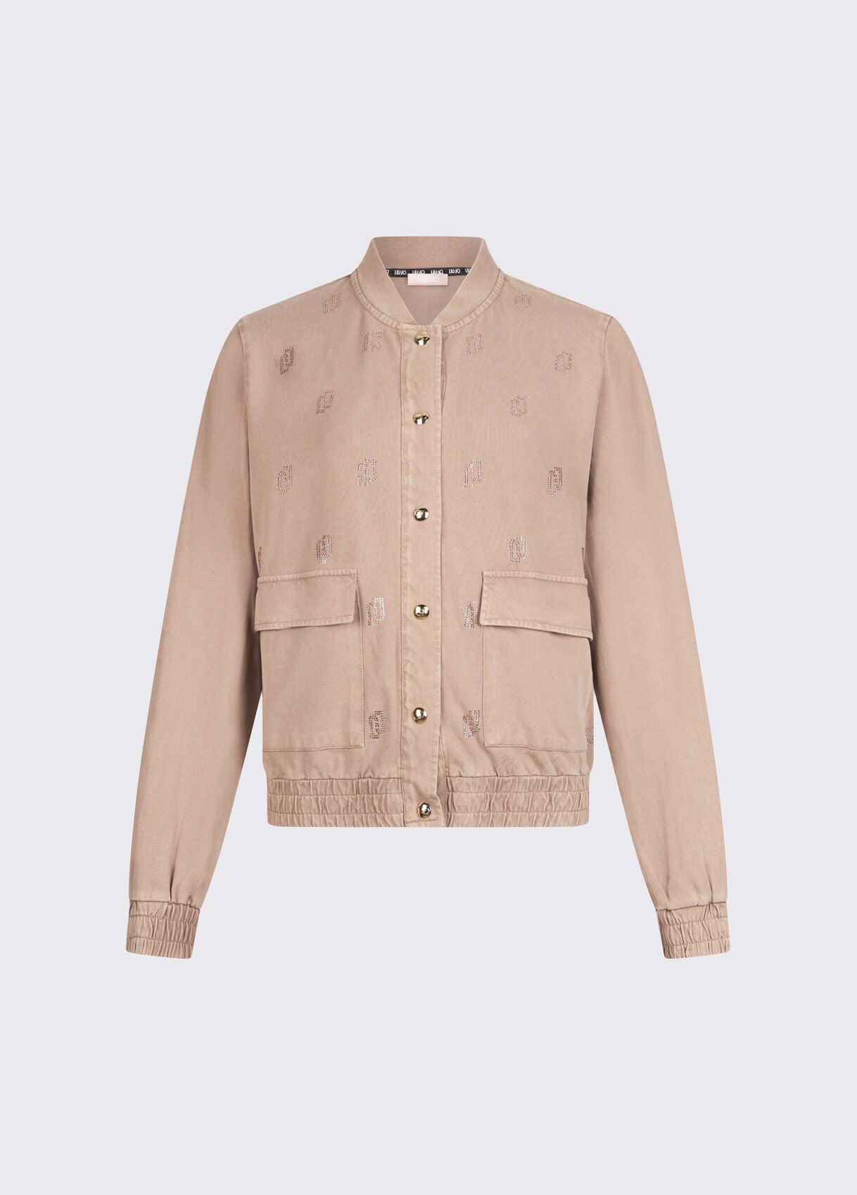 LIU JO Felpa modello bomber con bottoni e loghi strass allover