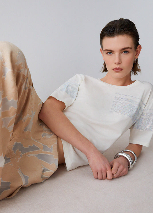 LIU JO T-Shirt girocollo con strass