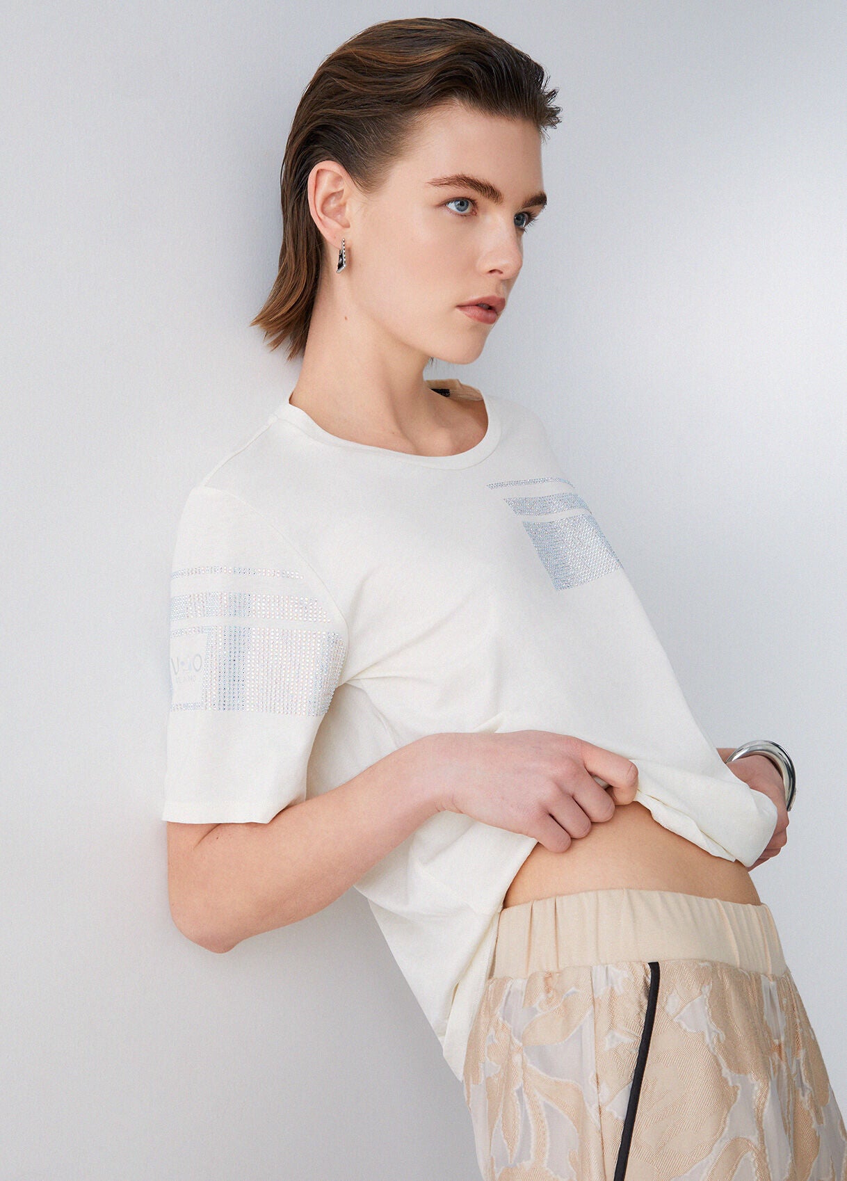 LIU JO T-Shirt girocollo con strass