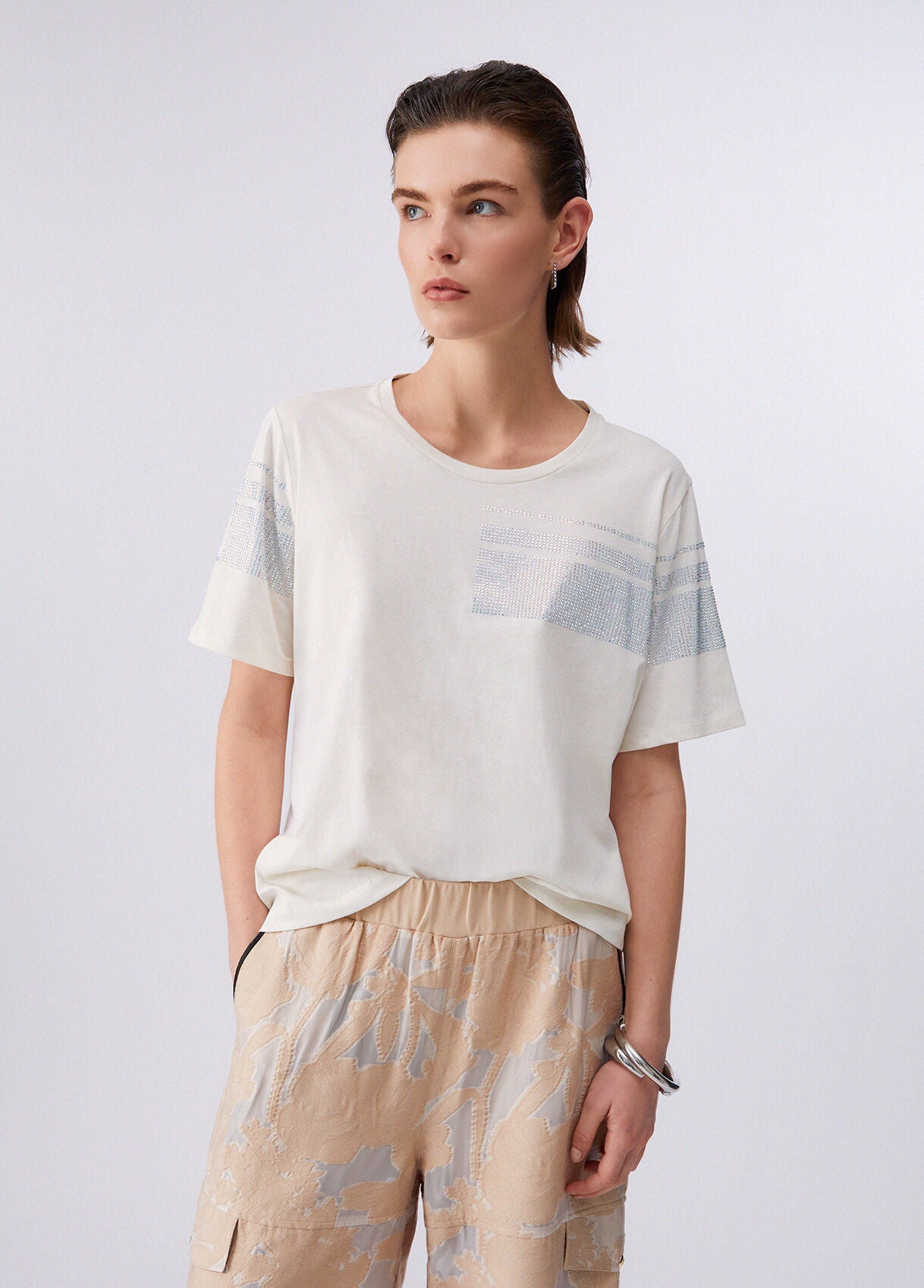 LIU JO T-Shirt girocollo con strass