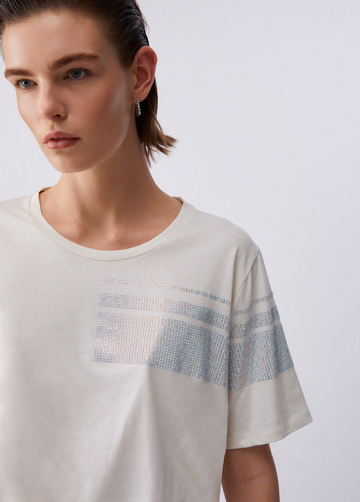 LIU JO T-Shirt girocollo con strass