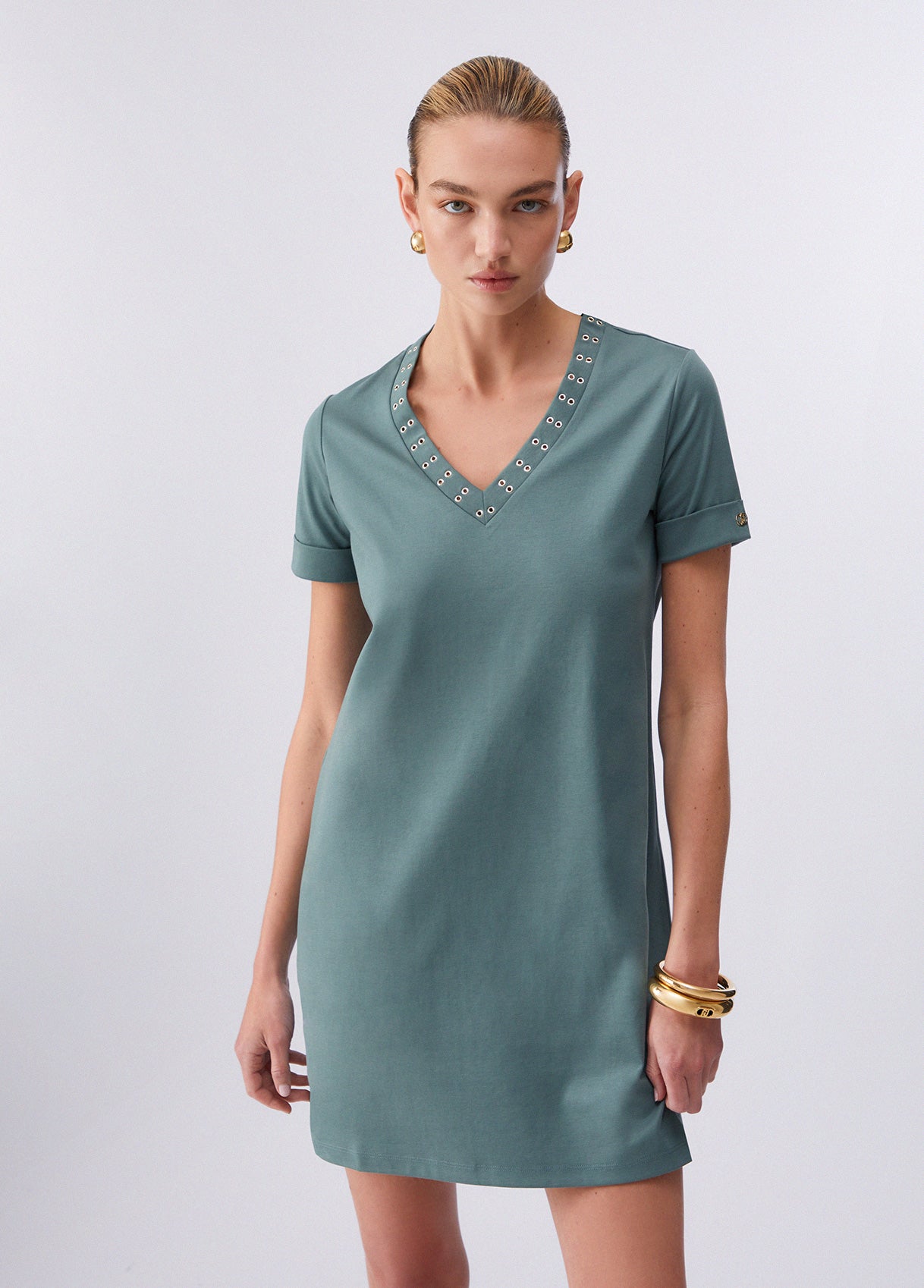 LIU JO Abito in cotone corto con occhielli decorativi