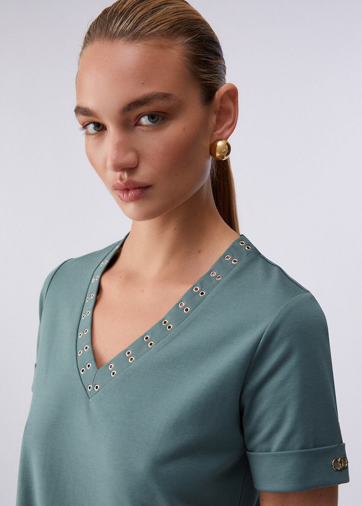 LIU JO Abito in cotone corto con occhielli decorativi