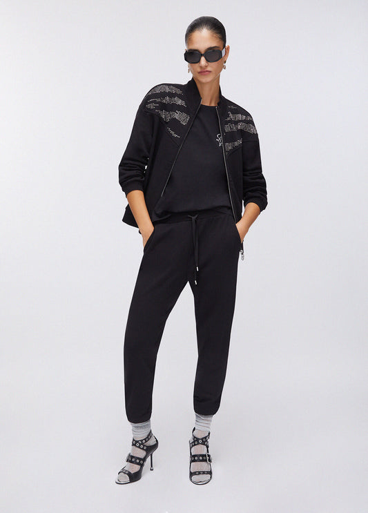 LIU JO Felpa senza cappuccio nera con zip e strass