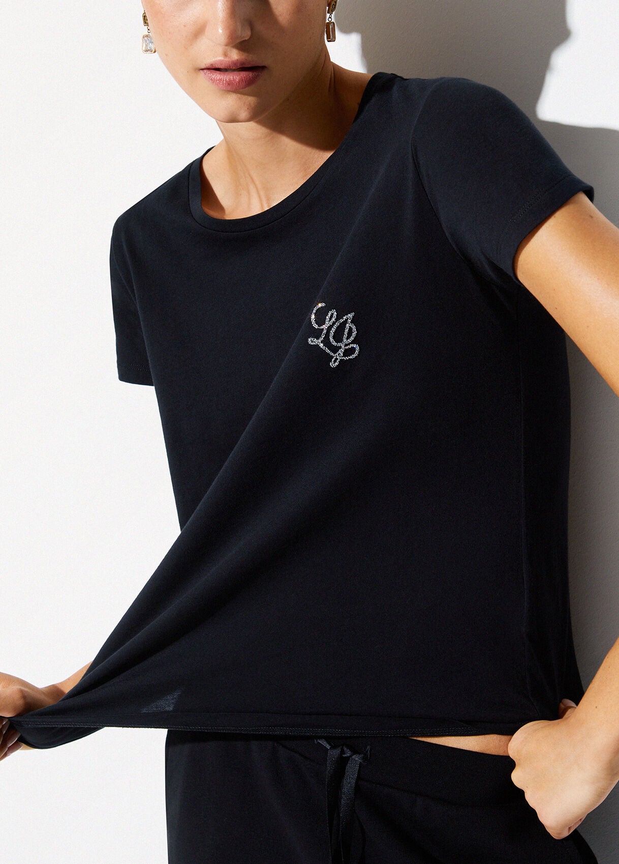 LIU JO T-Shirt girocollo maniche corte con logo frontale