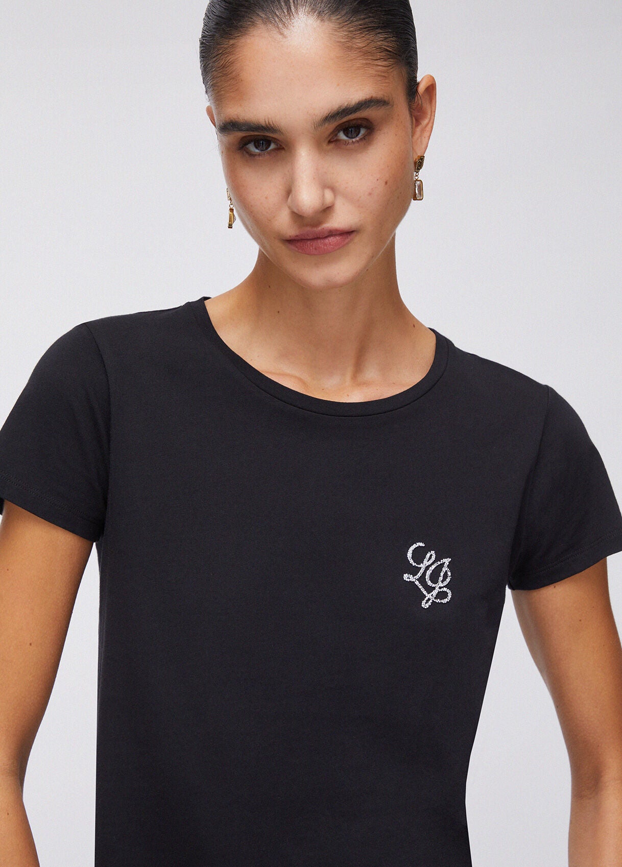 LIU JO T-Shirt girocollo maniche corte con logo frontale