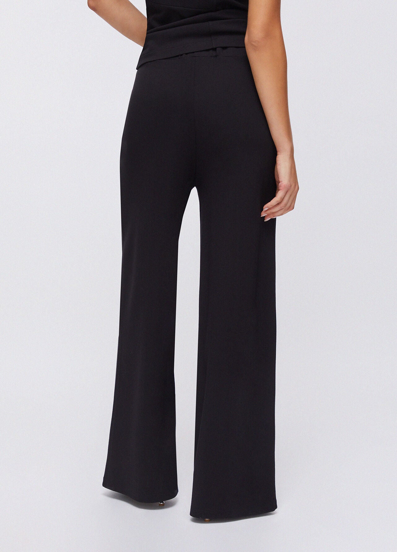 LIU JO Pantaloni donna in punto milano con spacchetti e fibbia oro