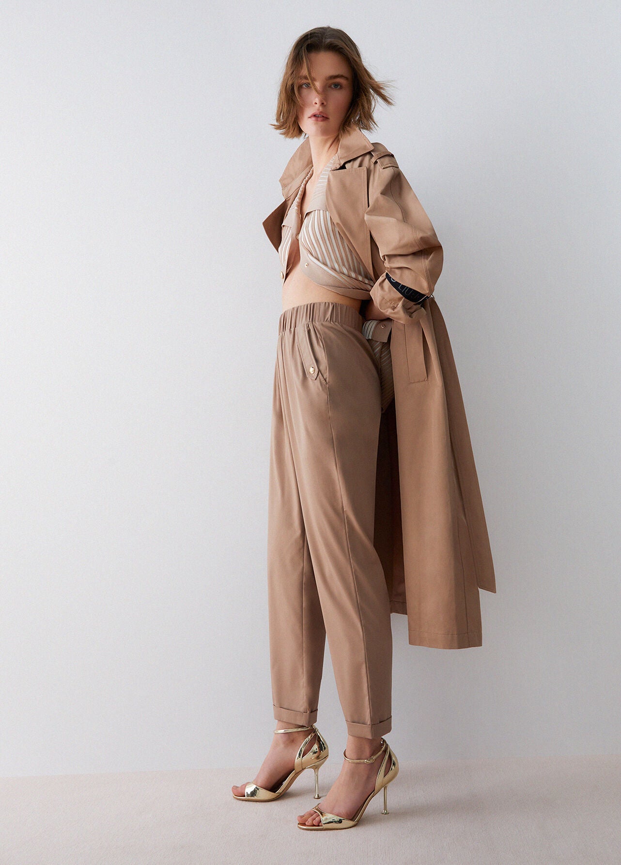 LIU JO Pantaloni in cotone slim fit con risvolto