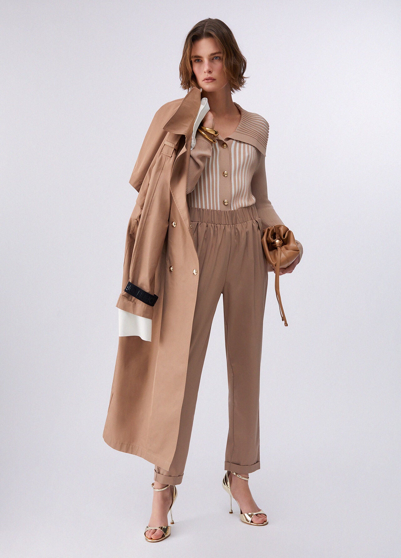 LIU JO Pantaloni in cotone slim fit con risvolto