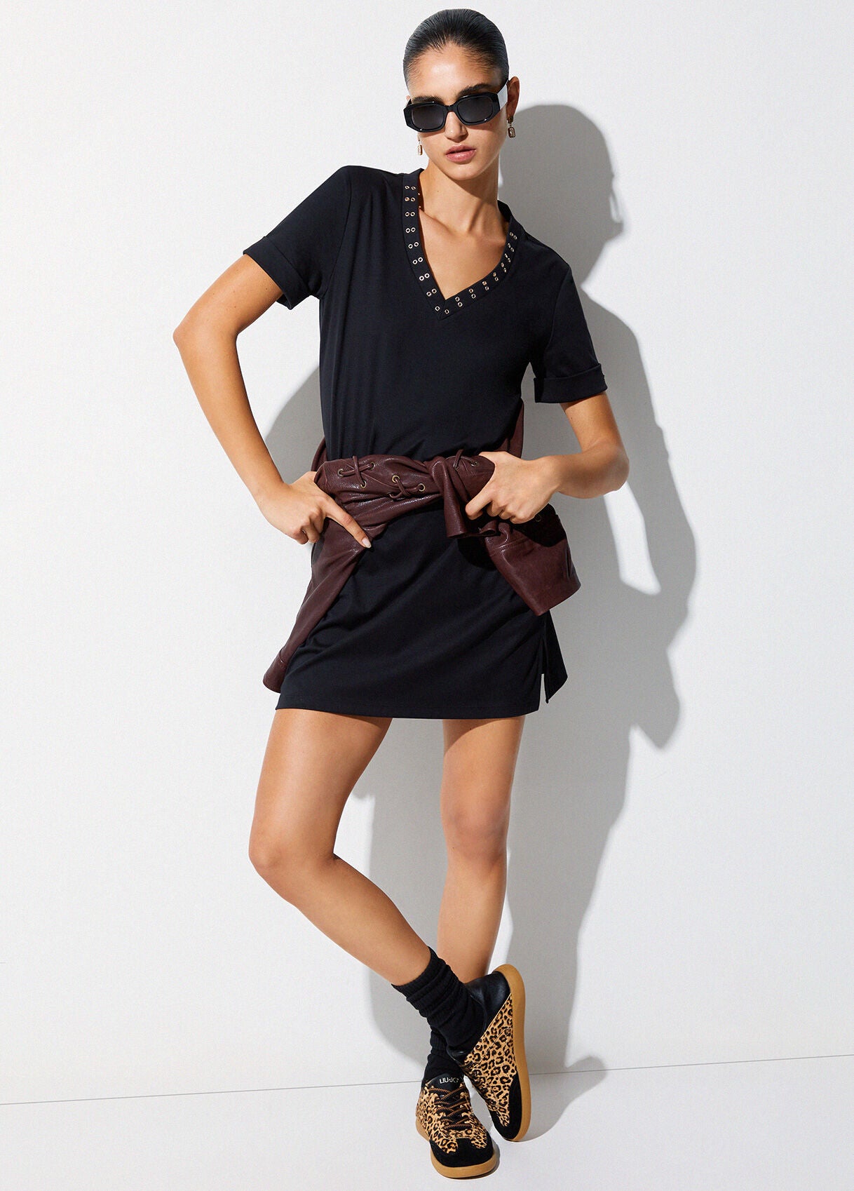 LIU JO Abito in cotone corto con occhielli decorativi