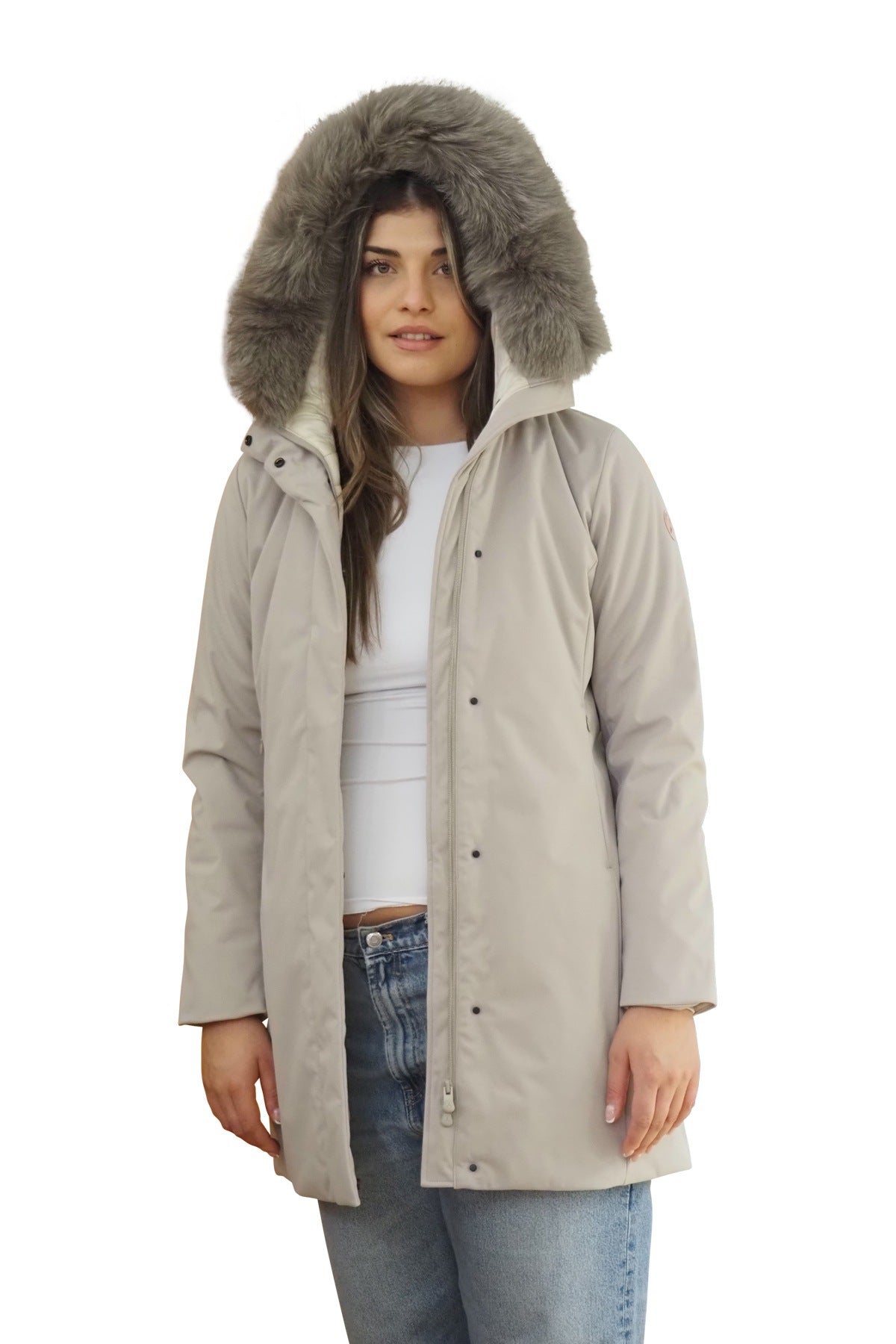 PEOPLE OF SHIBUYA Cappotto imbottito in primaloft e vera pelliccia