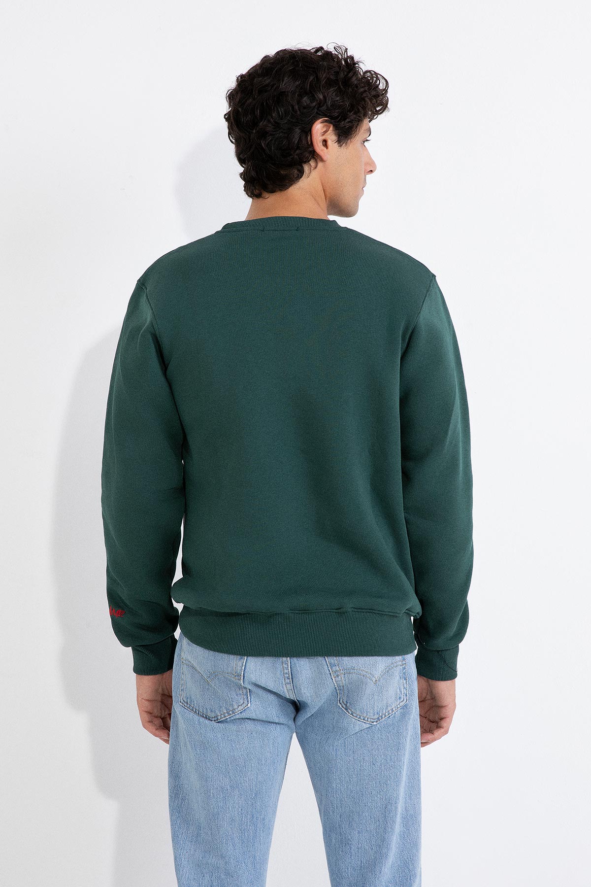 SUPERCULTURE Felpa girocollo invernale verde con maxistampa ST MORITZ