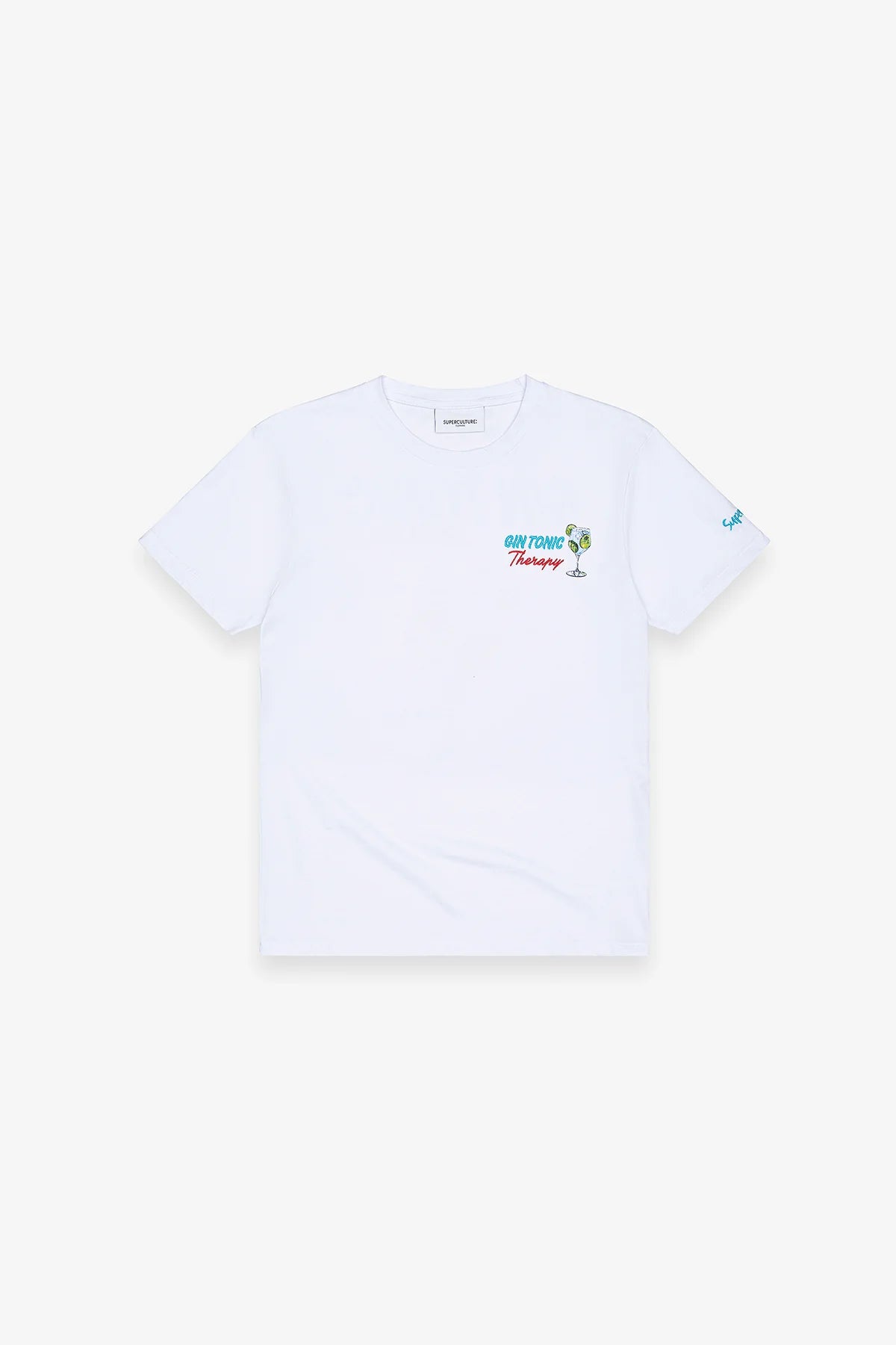 SUPERCULTURE T-shirt girocollo con ricamo GIN TONIC THERAPY