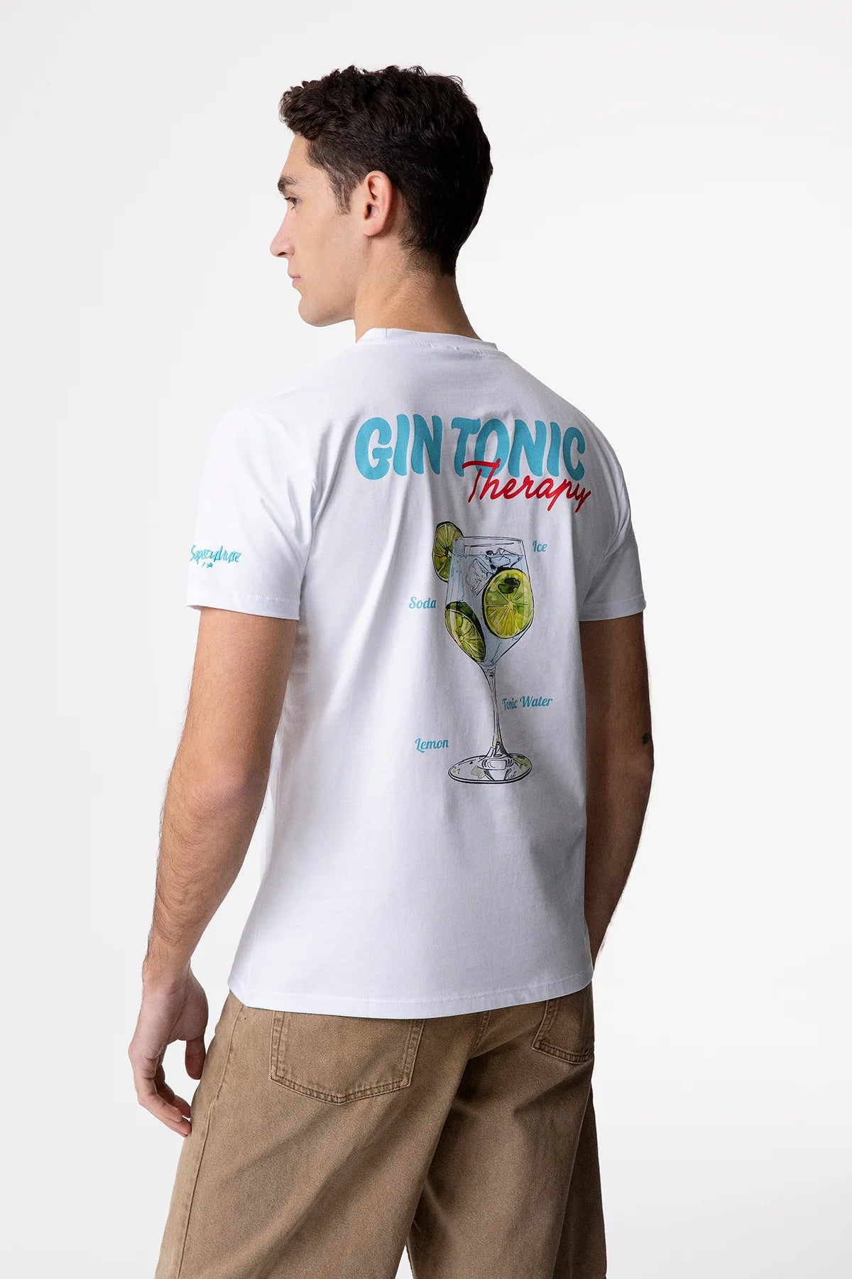 SUPERCULTURE T-shirt girocollo con ricamo GIN TONIC THERAPY