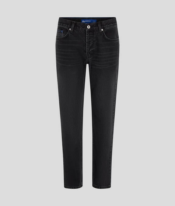 KARL LAGERFELD Jeans uomo grigio impunture bluette con gambe affusolate