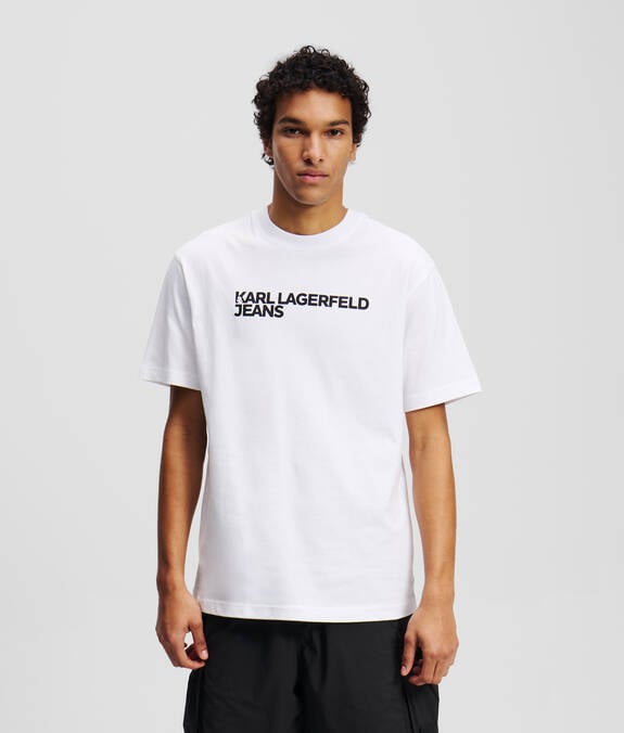 KARL LAGERFELD T-Shirt girocollo maniche corte bianca con logo frontale
