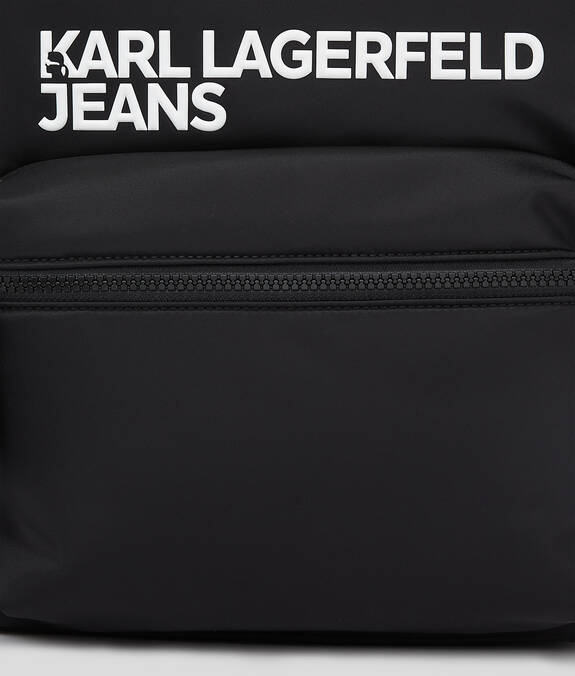 KARL LAGERFELD Zaino da uomo in nylon nero con logo frontale in contrasto