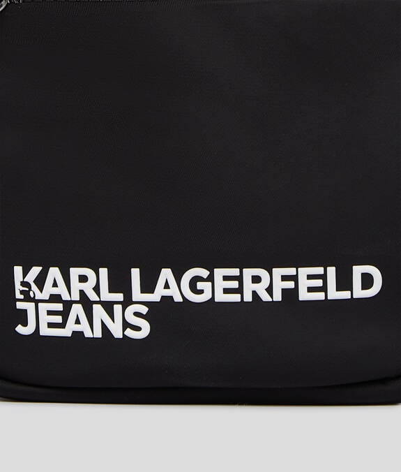 KARL LAGERFELD Borsa tracolla uomo nera con logo bianco in contrasto