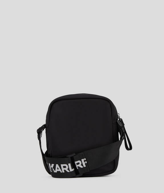KARL LAGERFELD Borsa tracolla uomo nera con logo bianco in contrasto
